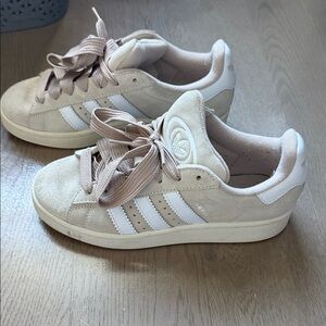adidas Women's Suede Sneakers in Light Taupe and White